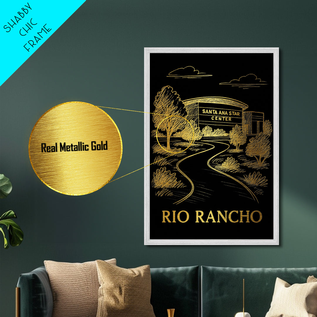 Rio Rancho New Mexico art, Metallic Gold Art, Modern House Art, Metal Art, Wood Framed Art, Graduation Travel Gift, Travel Gift