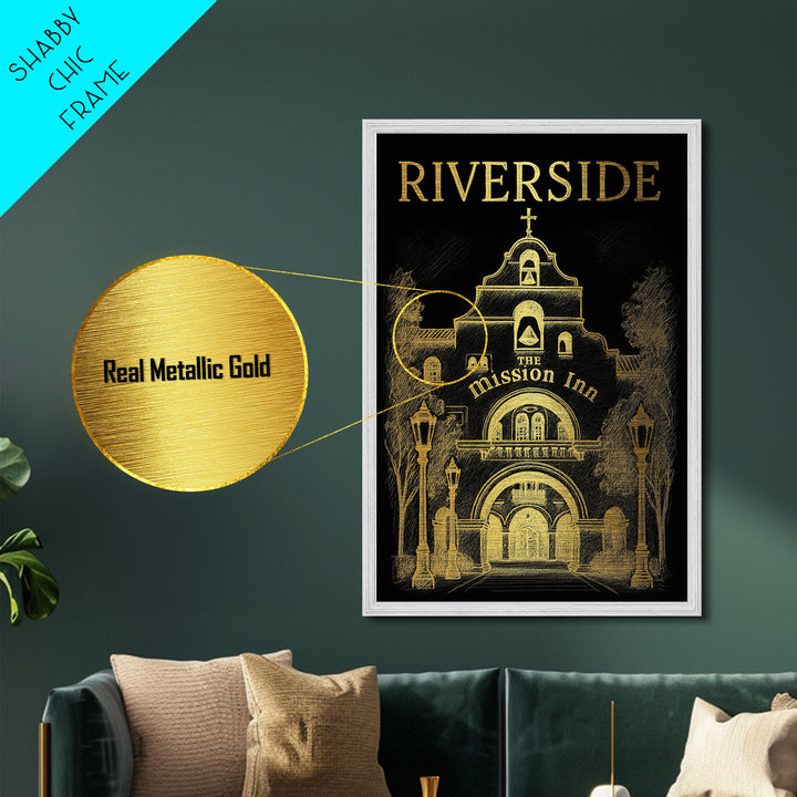 Riverside California travel, Metallic Gold Print, College Dorm Décor, Metal Art, Wood Framed Art, Graduation Travel Gift, Traveler Gift