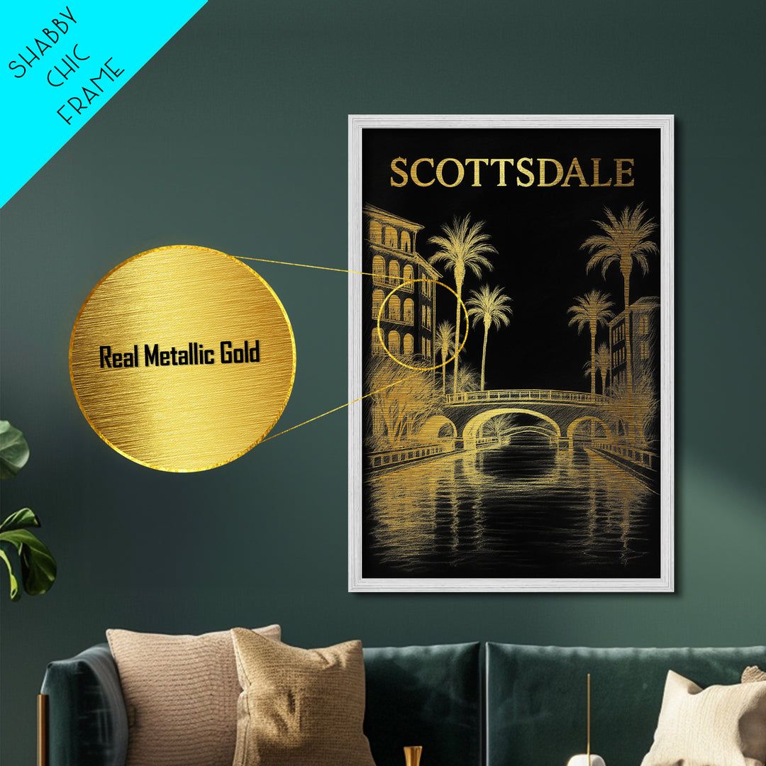 Scottsdale Arizona travel, Metallic Gold Art, Best Friend Gifts, Metal Art, Wood Framed Art, Birthday Travel Gift, Destination Gift