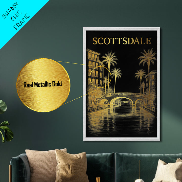 Scottsdale Arizona travel, Metallic Gold Art, Best Friend Gifts, Metal Art, Wood Framed Art, Birthday Travel Gift, Destination Gift