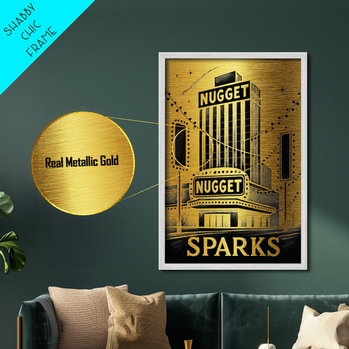 Sparks Nevada art, Metallic Gold Art, Travel Art Prints, Metal Art, Wood Framed Art, Adventure Lover Gift, Traveler Gift