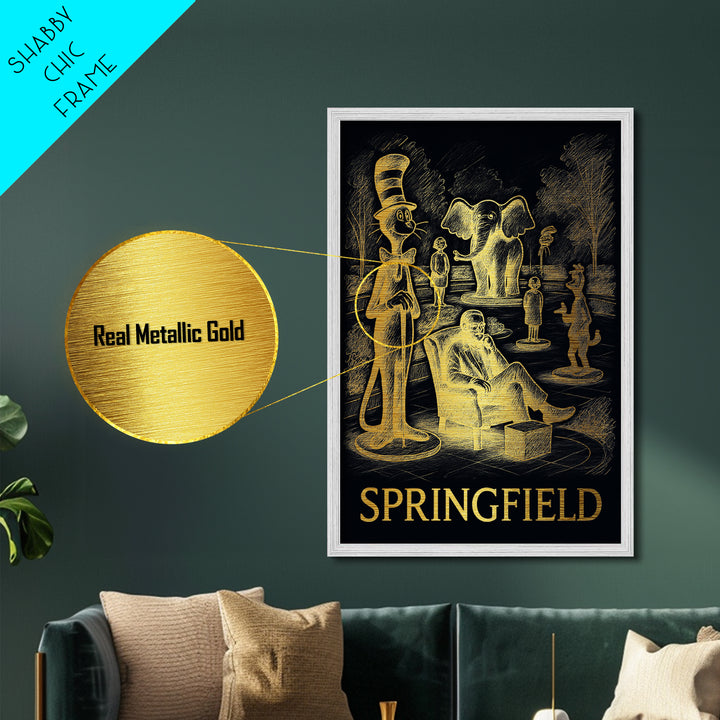 Springfield Missouri art, Metallic Gold Art, Office Decor, Metal Art, Wood Framed Art, Graduation Travel Gift, Destination Gift