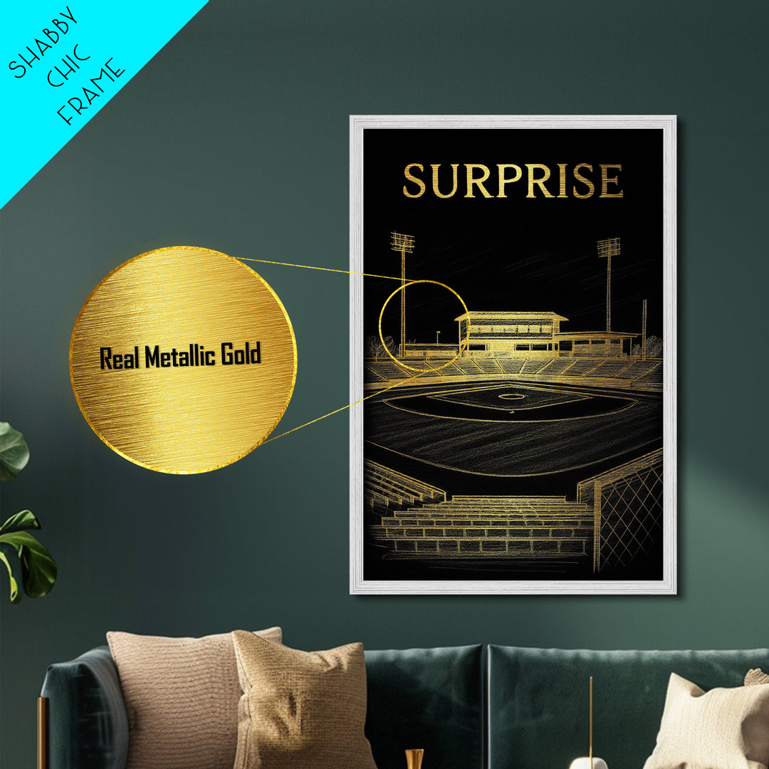 Surprise Arizona travel, Metallic Gold Print, Closing Gift, Metal Art, Wood Framed Art, Anniversary Travel Gift, Retirement Gift
