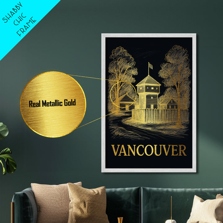 Vancouver Washington art, Metallic Gold Art, Wood Framed Art, Metal Art, Best Friend Gifts, Metallic Gold Art, Modern Art
