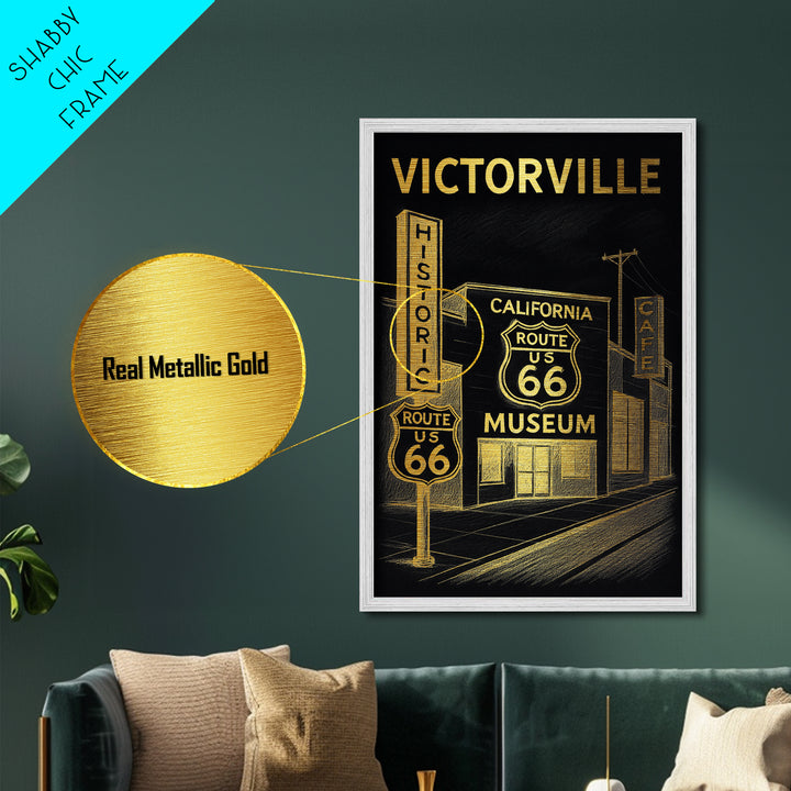 Victorville California travel, Metallic Gold Print, Wood Framed Art, Metal Art, Closing Gift, Metallic Gold Print, Modern Art