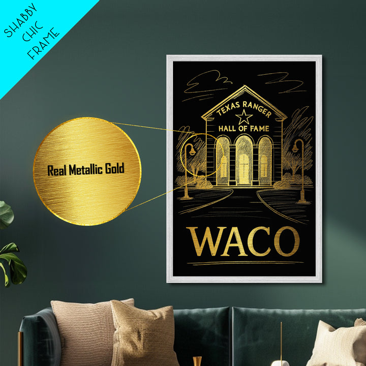 Waco Texas art, Metallic Gold Art, Wood Framed Art, Metal Art, Best Friend Gifts, Metallic Gold Art, Traveler Gift, Home Décor