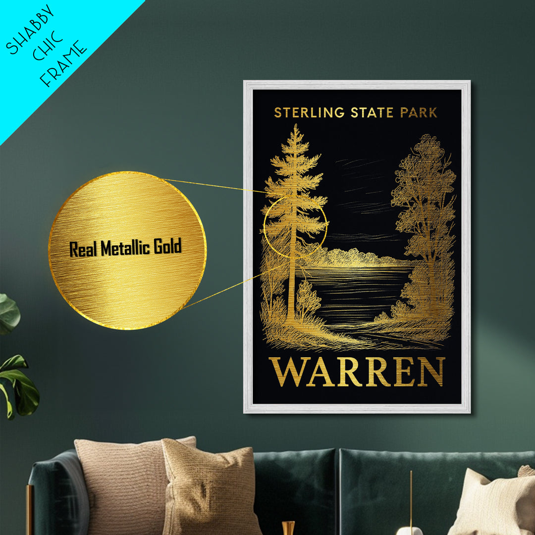 Warren Michigan art, Metallic Gold Art, Wood Framed Art, Metal Art, Housewarming Gift, Metallic Gold Art, Home Décor