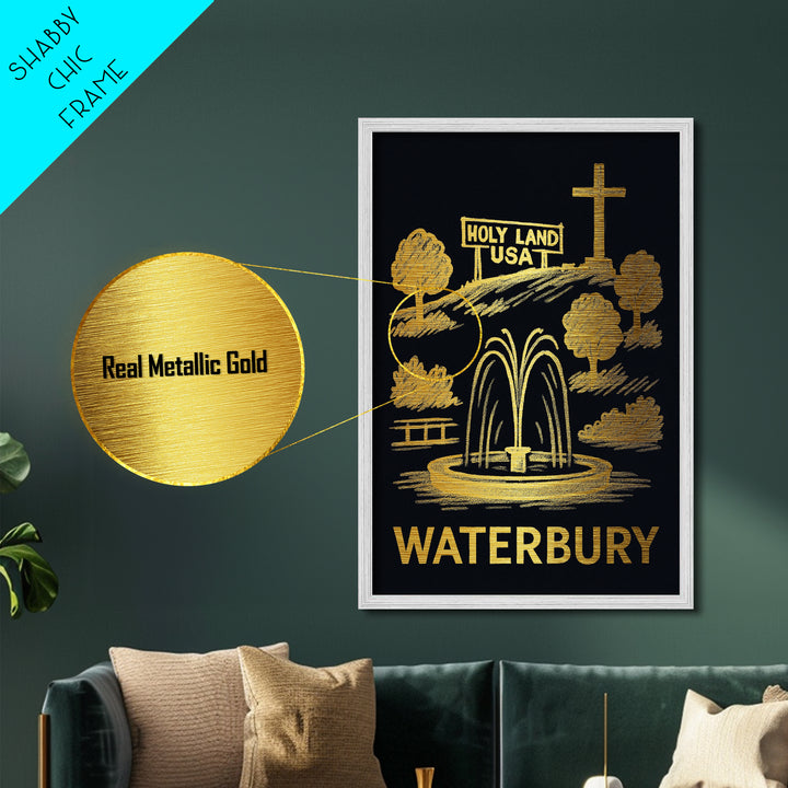 Waterbury Connecticut art, Metallic Gold Art, Wood Framed Art, Metal Art, Minimalist Wall Art, Metallic Gold Print, Modern Art