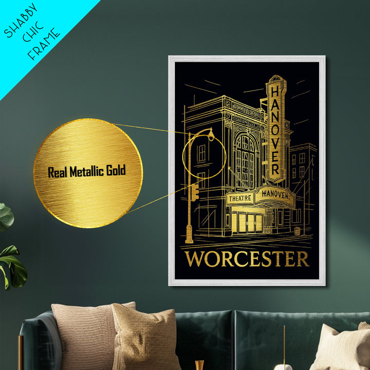 Worcester Massachusetts art, Metallic Gold Art, Wood Framed Art, Metal Art, Modern House Art, Metallic Gold Art