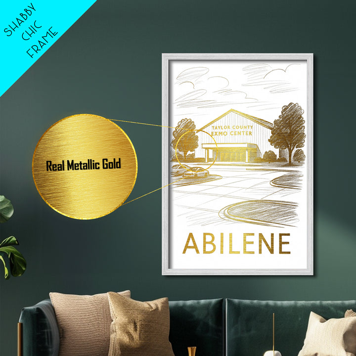 Abilene Texas art, Metallic Gold Print, Travel Art Prints, Metal Art, Wood Framed Art, Adventure Lover Gift, Traveler Gift
