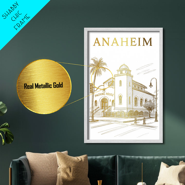 Anchorage Alaska art, Metallic Gold Print, Modern House Art, Metal Art, Wood Framed Art, Destination Gift, Traveler Gift