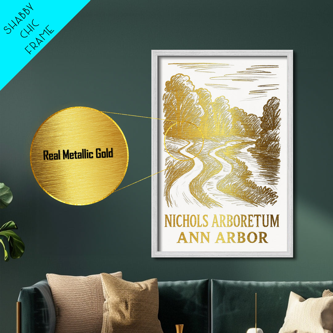 Ann Arbor Michigan art, Metallic Gold Print, Travel Art Prints, Metal Art, Wood Framed Art, Adventure Lover Gift, Traveler Gift