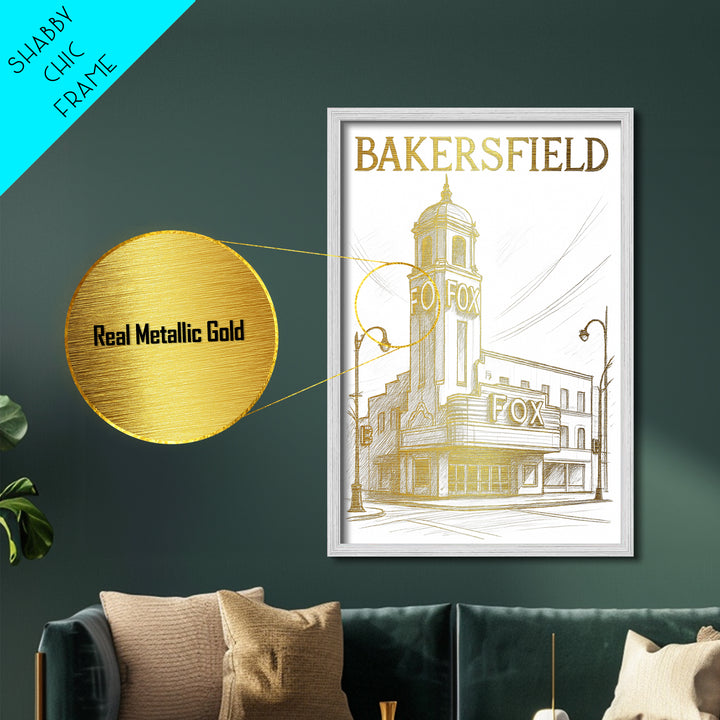 Bakersfield California travel, Metallic Gold Print, Travel Art Prints, Metal Art, Wood Framed Art, Graduation Travel Gift, Traveler Gift
