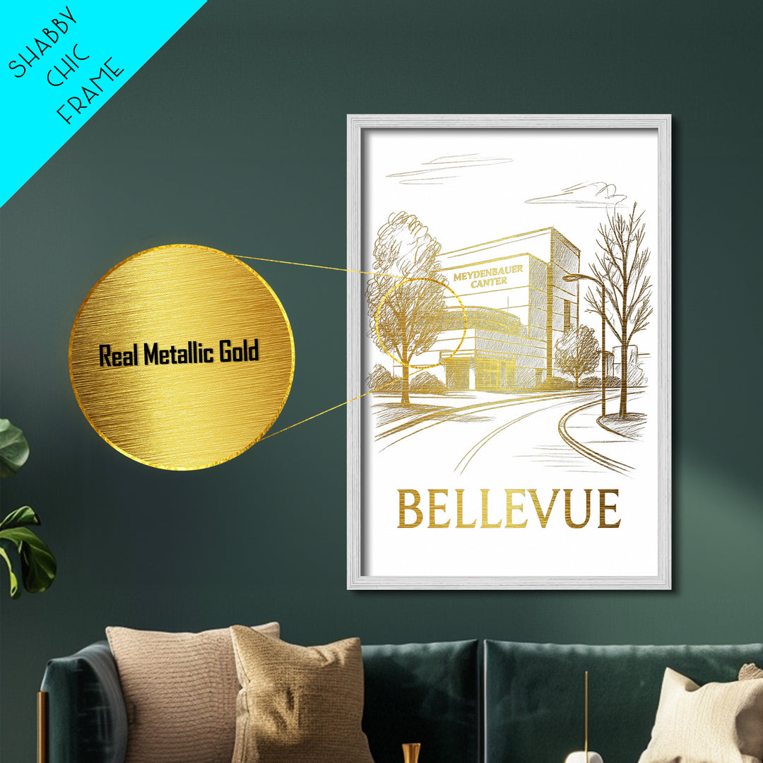 Bellevue Washington art, Metallic Gold Art, Travel Art Prints, Metal Art, Wood Framed Art, Wanderlust Gift, Adventure Lover Gift