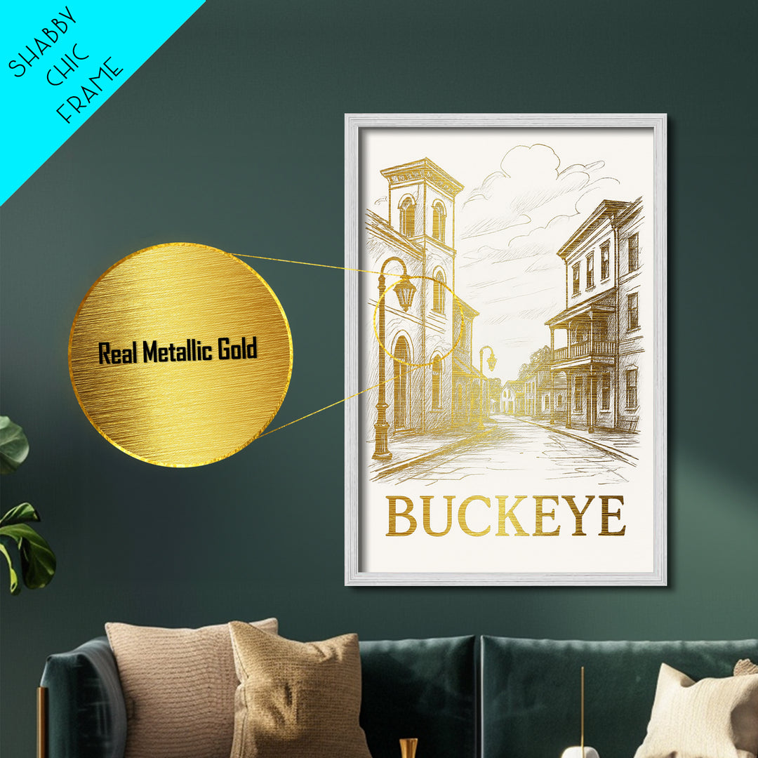 Buckeye Arizona art, Metallic Gold Art, Best Friend Gifts, Metal Art, Wood Framed Art, Birthday Travel Gift, Destination Gift