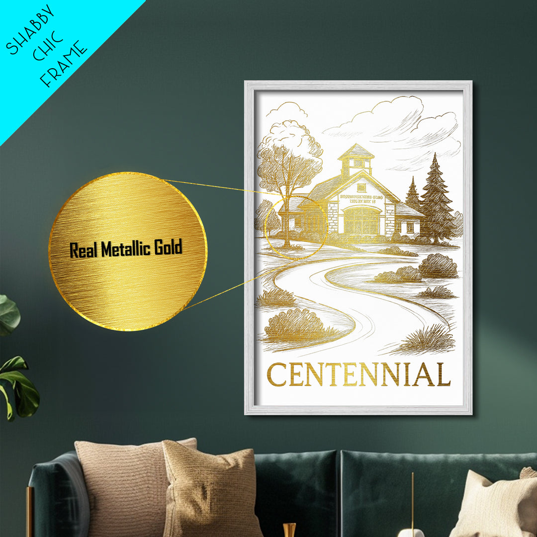 Centennial Colorado art, Metallic Gold Art, Best Friend Gifts, Metal Art, Wood Framed Art, Birthday Travel Gift, Destination Gift