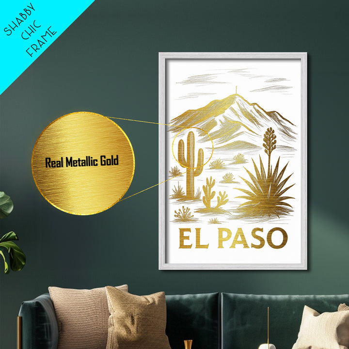 El Paso Texas art, Metallic Gold Art, Travel Art Prints, Metal Art, Wood Framed Art, Adventure Lover Gift, Traveler Gift