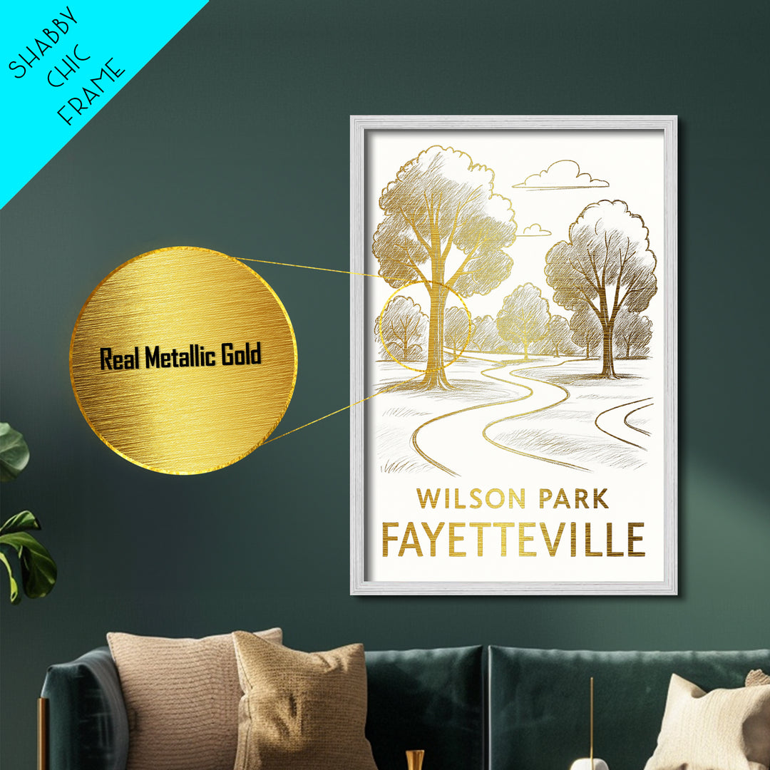 Fayetteville North Carolina art, Metallic Gold Art, Housewarming Gift, Metal Art, Wood Framed Art, Newlywed Travel Gift
