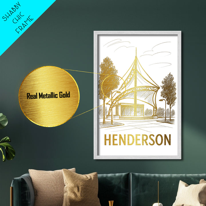 Henderson Nevada art, Metallic Gold Art, Best Friend Gifts, Metal Art, Wood Framed Art, Birthday Travel Gift, Destination Gift