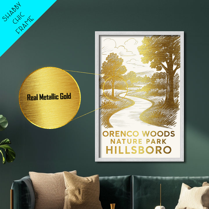 Hillsboro Oregon art, Metallic Gold Art, Modern House Art, Metal Art, Wood Framed Art, Graduation Travel Gift, Travel Gift