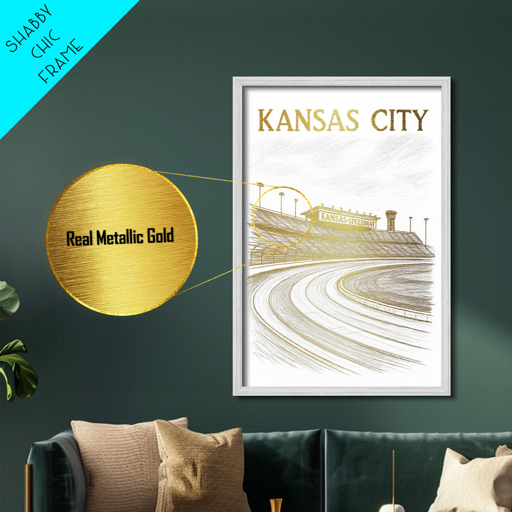 Kansas City Missouri travel, Metallic Gold Print, Closing Gift, Metal Art, Wood Framed Art, Anniversary Travel Gift, Retirement Travel Gift