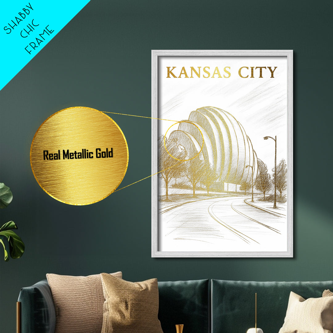 Kansas City Missouri art, Metallic Gold Art, Office Decor, Metal Art, Wood Framed Art, Graduation Travel Gift, Destination Gift