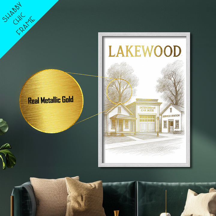 Lakewood Colorado travel, Metallic Gold Print, Modern House Art, Metal Art, Wood Framed Art, Traveler Gift, Destination Gift