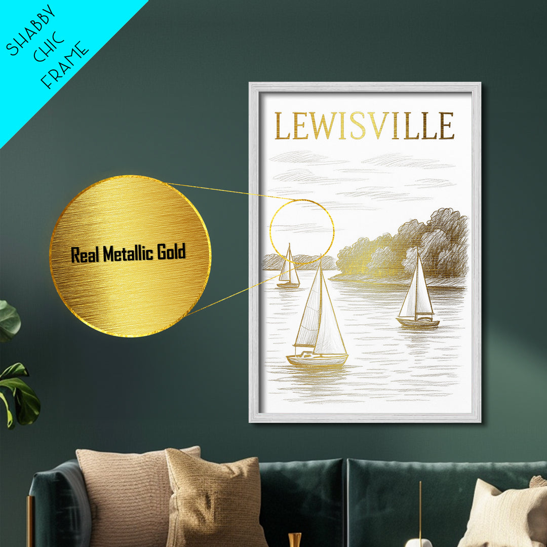 Lewisville Texas art, Metallic Gold Art, Modern House Art, Metal Art, Wood Framed Art, Graduation Travel Gift, Travel Gift