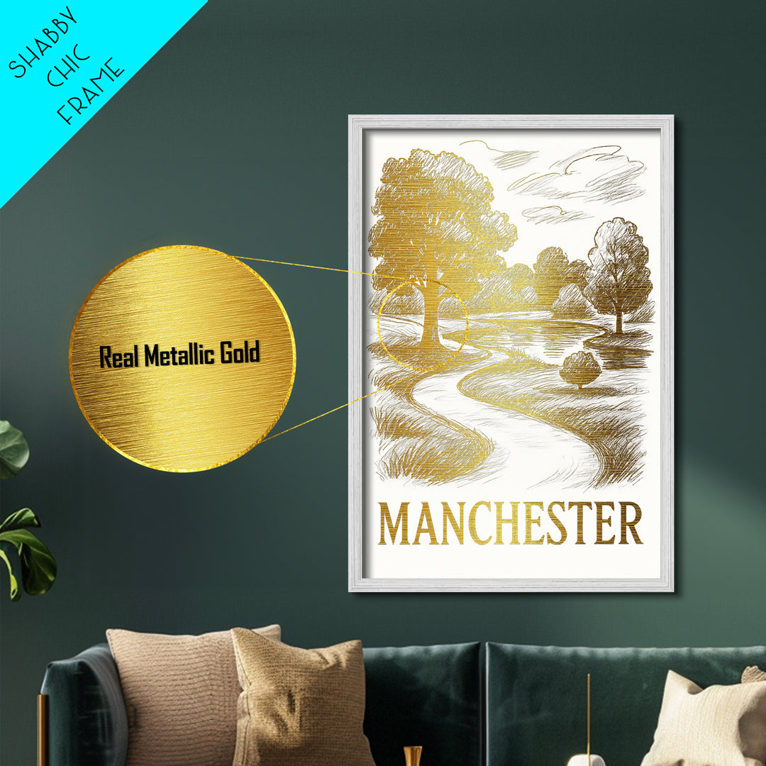 Manchester New Hampshire travel, Metallic Gold Print, Modern House Art, Metal Art, Wood Framed Art, Traveler Gift