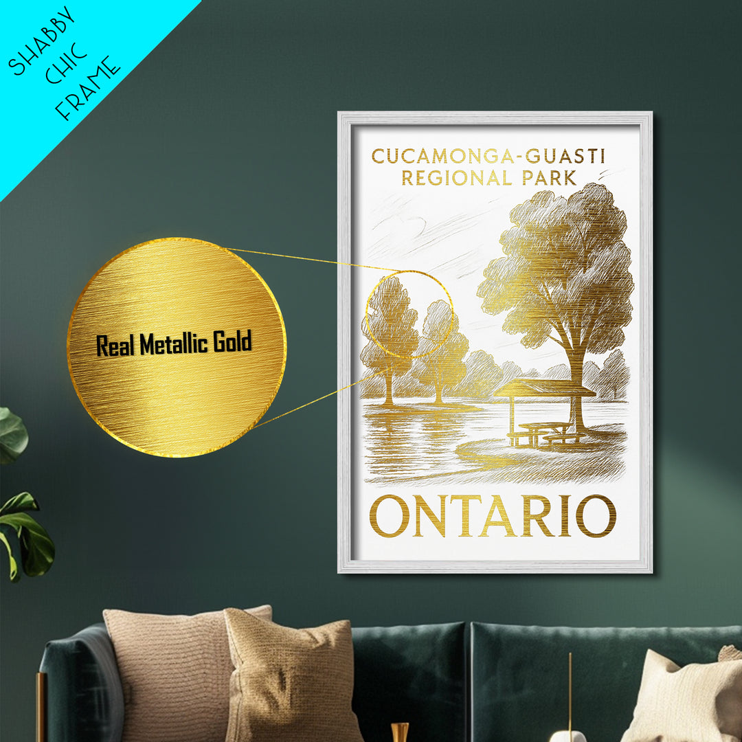 Ontario California art, Metallic Gold Art, Best Friend Gifts, Metal Art, Wood Framed Art, Birthday Travel Gift, Destination Gift