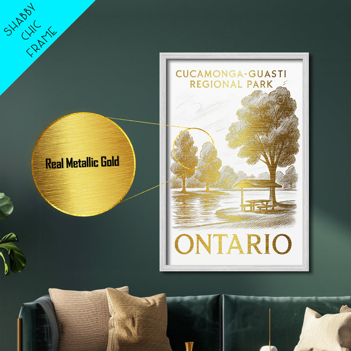 Ontario California art, Metallic Gold Art, Best Friend Gifts, Metal Art, Wood Framed Art, Birthday Travel Gift, Destination Gift