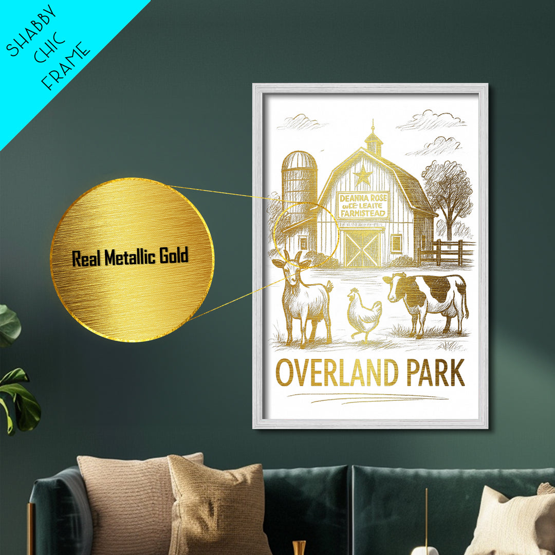 Overland Park Kansas art, Metallic Gold Art, Travel Art Prints, Metal Art, Wood Framed Art, Adventure Lover Gift, Traveler Gift