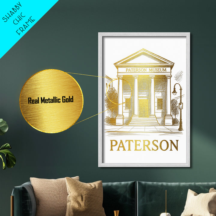 Paterson New Jersey art, Metallic Gold Art, Modern House Art, Metal Art, Wood Framed Art, Graduation Travel Gift, Travel Gift