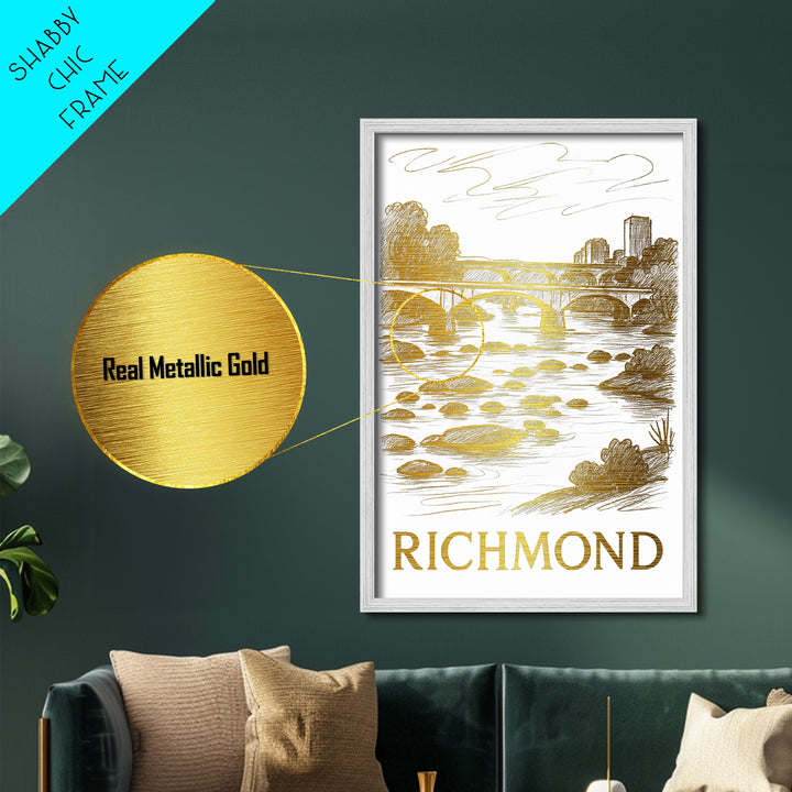 Richmond California travel, Metallic Gold Print, Modern House Art, Metal Art, Wood Framed Art, Wanderlust Gift, Travel Art Prints