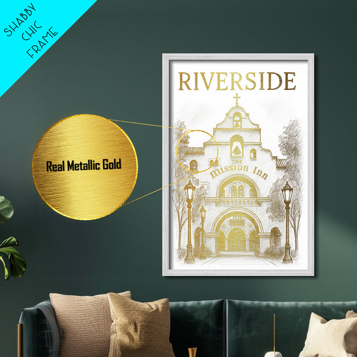 Riverside California travel, Metallic Gold Print, College Dorm Décor, Metal Art, Wood Framed Art, Graduation Travel Gift, Traveler Gift