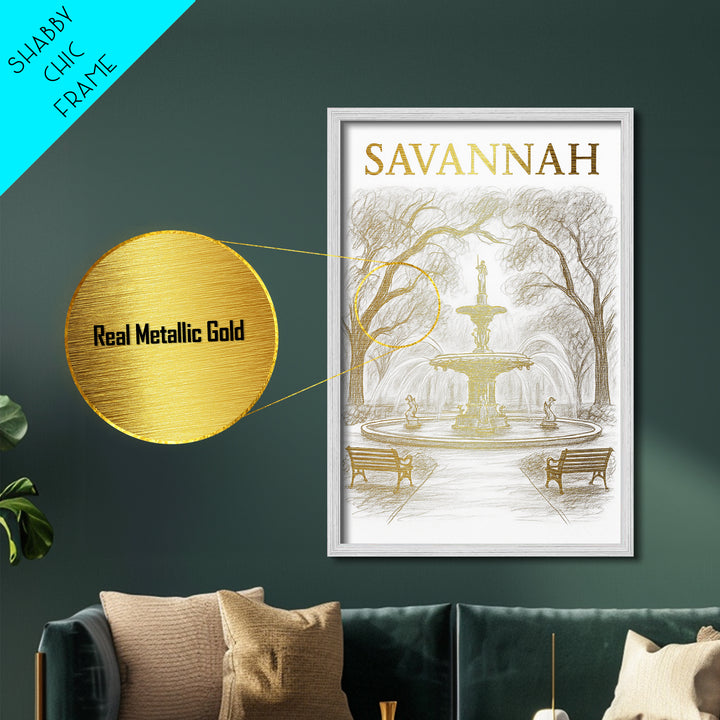 Savannah Georgia travel, Metallic Gold Art, Modern House Art, Metal Art, Wood Framed Art, Graduation Travel Gift, Travel Gift