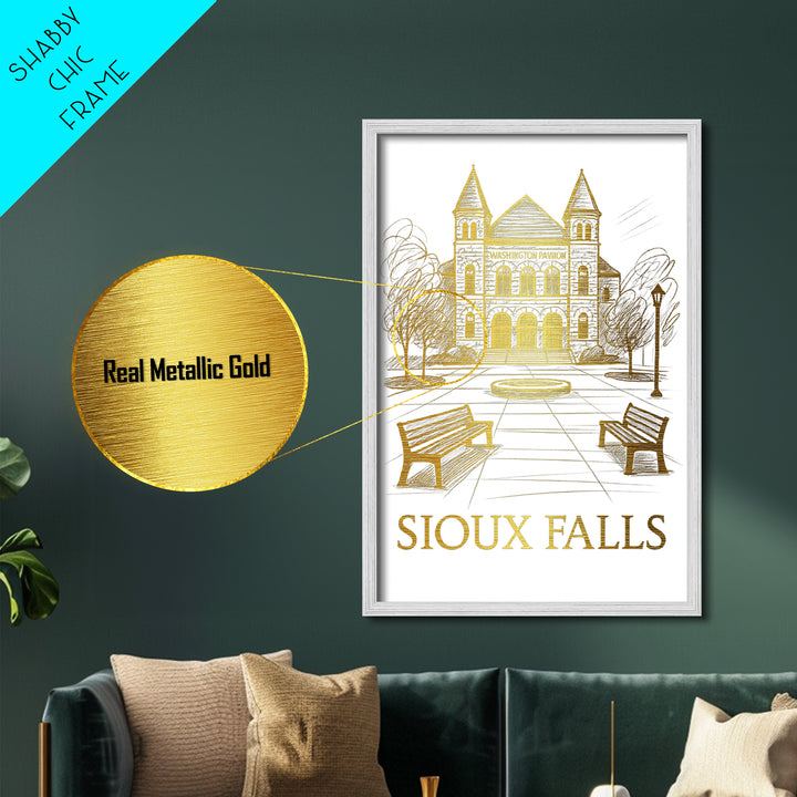 Sioux Falls South Dakota art, Metallic Gold Art, Best Friend Gifts, Metal Art, Wood Framed Art, Birthday Travel Gift, Destination Gift