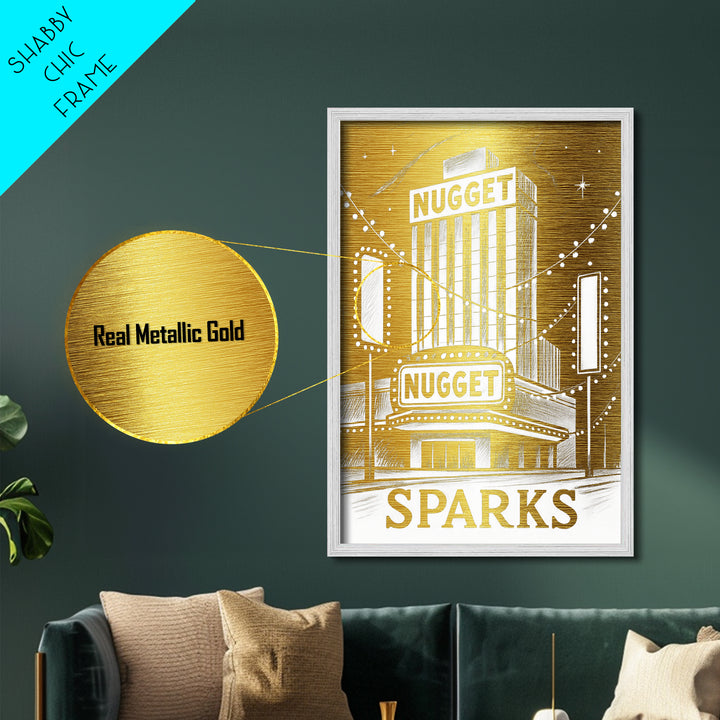 Sparks Nevada art, Metallic Gold Art, Travel Art Prints, Metal Art, Wood Framed Art, Adventure Lover Gift, Traveler Gift