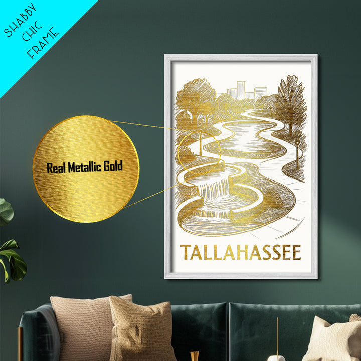 Tallahassee Florida art, Metallic Gold Art, Best Friend Gifts, Metal Art, Wood Framed Art, Birthday Travel Gift, Destination Gift