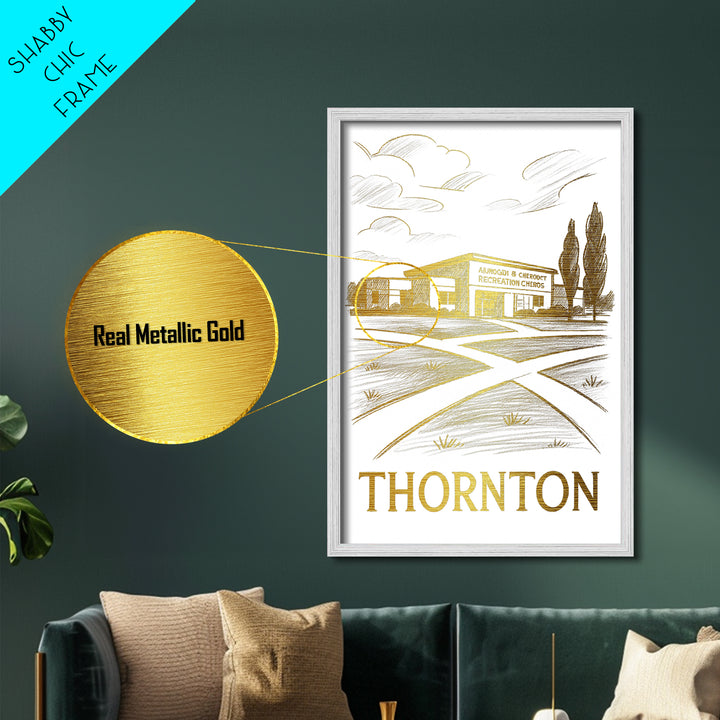 Thornton Colorado art, Metallic Gold Art, Modern House Art, Metal Art, Wood Framed Art, Graduation Travel Gift, Travel Gift