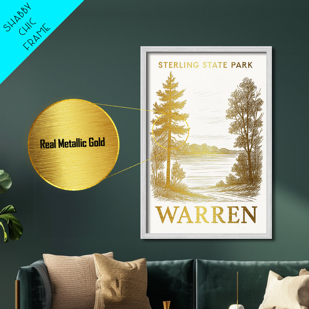 Warren Michigan art, Metallic Gold Art, Wood Framed Art, Metal Art, Housewarming Gift, Metallic Gold Art, Home Décor