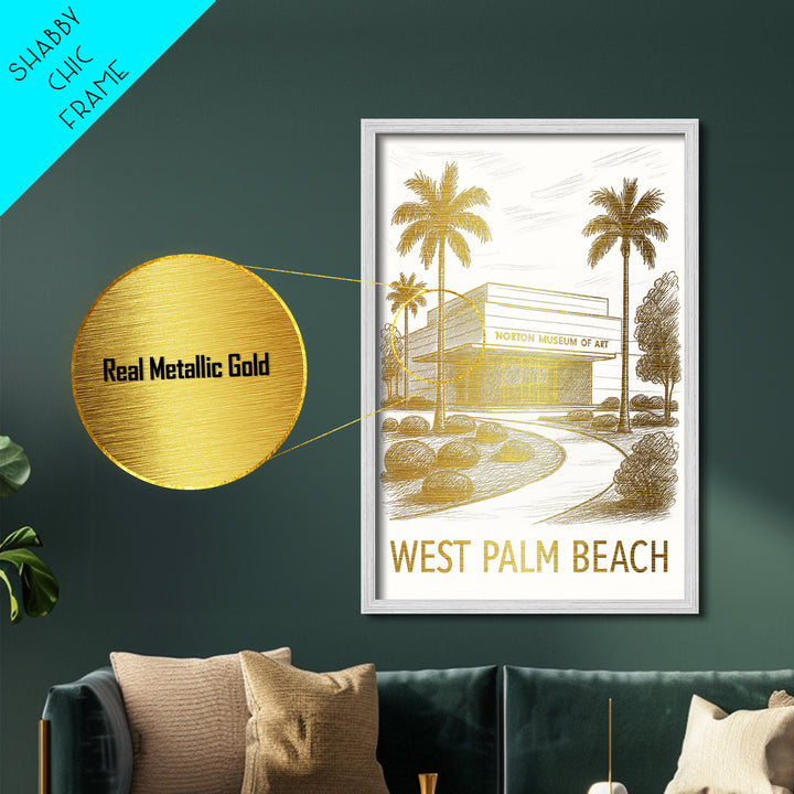 West Palm Beach Florida art, Metallic Gold Art, Wood Framed Art, Metal Art, Modern Wall Art, Metallic Gold Art, Modern Art