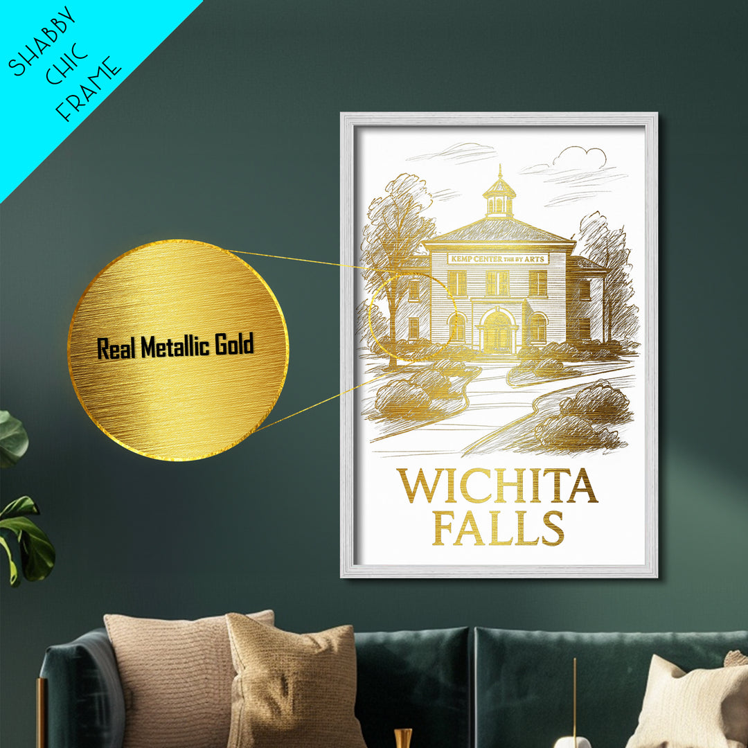 Wichita Falls Texas art, Metallic Gold Art, Wood Framed Art, Metal Art, Best Friend Gifts, Metallic Gold Art, Home Décor