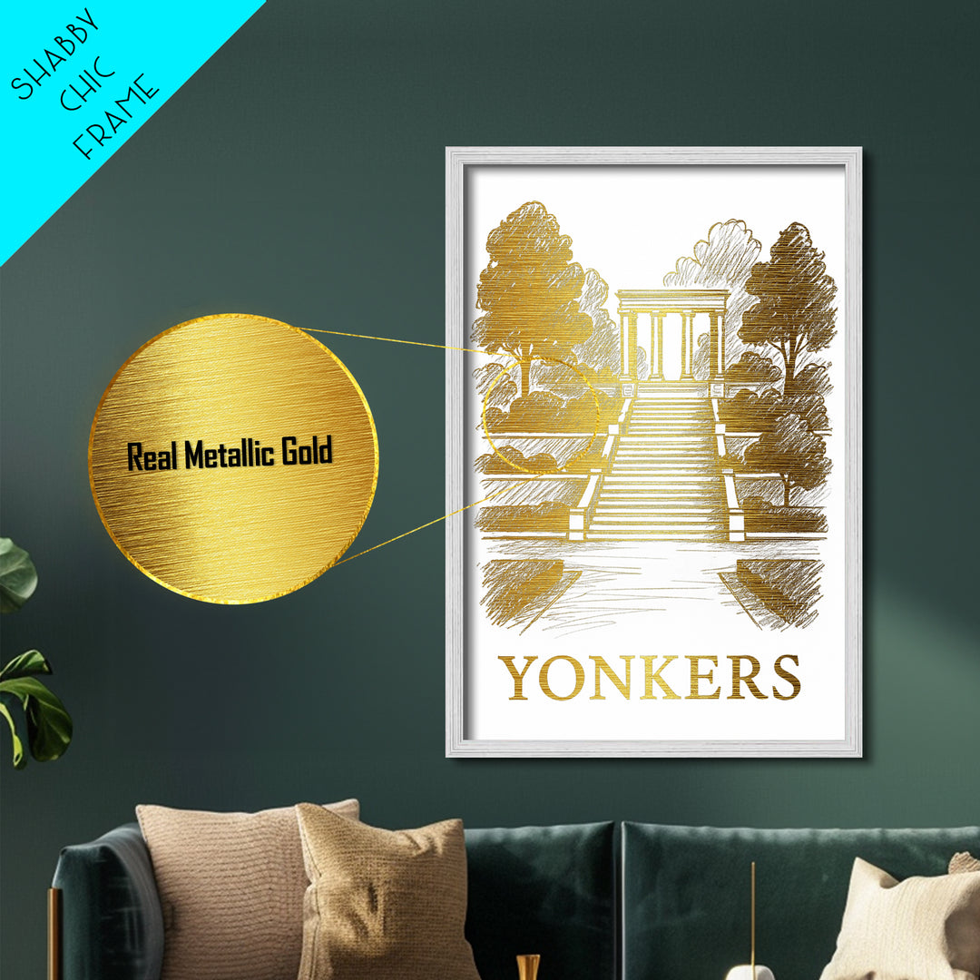 Yonkers New York art, Metallic Gold Art, Wood Framed Art, Metal Art, Best Friend Gifts, Metallic Gold Art, Bedroom Wall Art