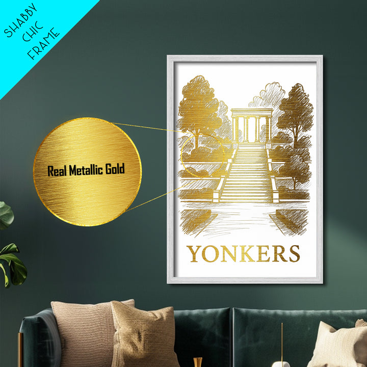 Yonkers New York art, Metallic Gold Art, Wood Framed Art, Metal Art, Best Friend Gifts, Metallic Gold Art, Bedroom Wall Art
