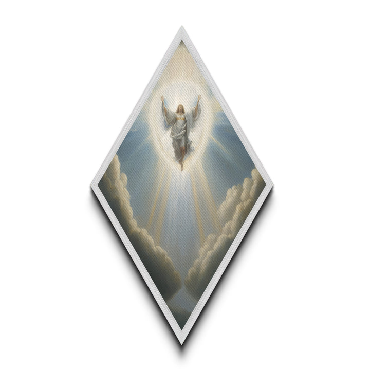 Angel Painting Print, Diamond Shaped Wall Art, Christian Decor, Angelic Art, Canvas Embossed Art Print
