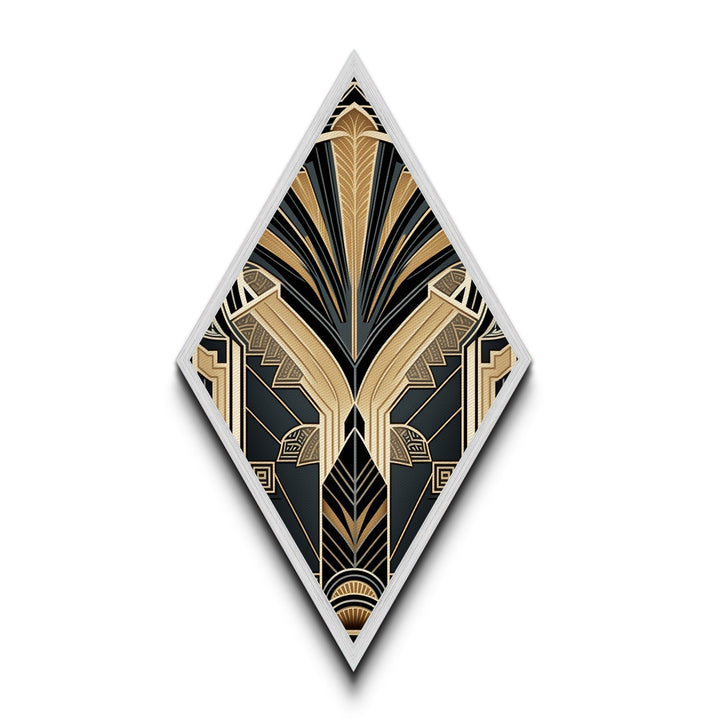 Art Deco Wall art | Framed Canvas Print | Art Deco | Gold & green art | Beautiful art | Midcentury Modern | Diamond Shaped