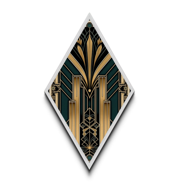 Gold and Green Art Deco Panel Print, Diamond Shaped Wall Art, Retro Home Decor, Roaring 20s Style Wall Art