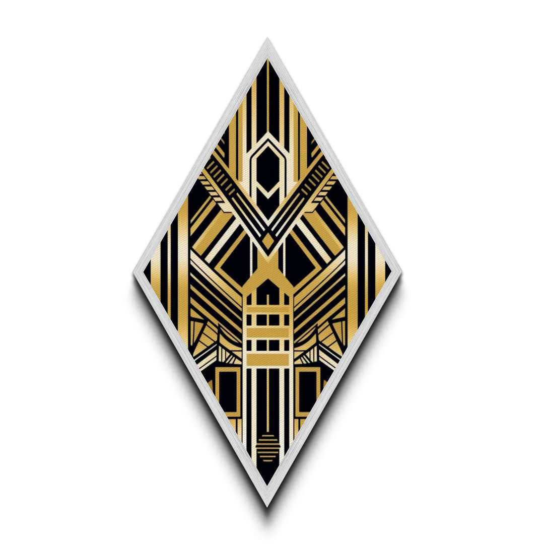 Black and Gold Diamond Shaped Art Deco Canvas Textured Art Print, Diamoned Shaped Wall Art, Retro Style Home Decor