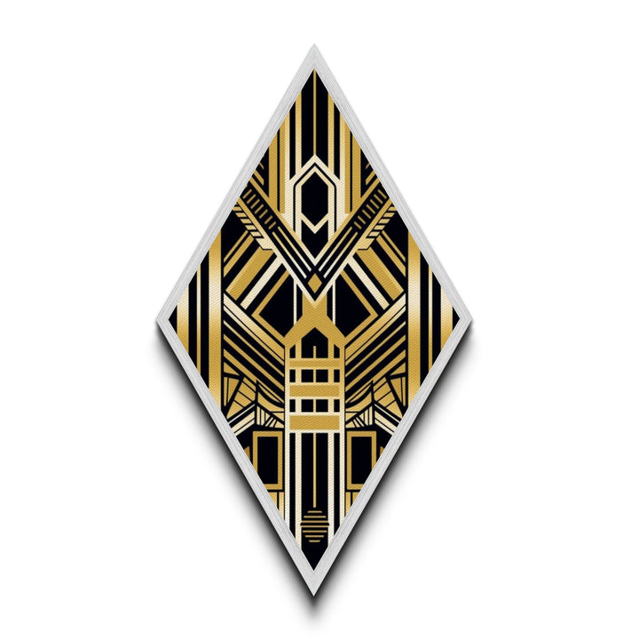 Black and Gold Diamond Shaped Art Deco Canvas Textured Art Print, Diamoned Shaped Wall Art, Retro Style Home Decor